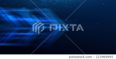 Techlology arrow diagonal glowing on dark blue background. Communication concept innovation. 123969995