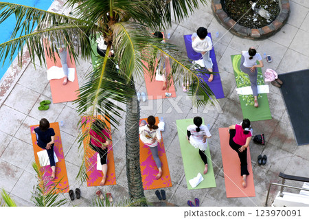 Poolside Yoga Poolside Yoga 123970091