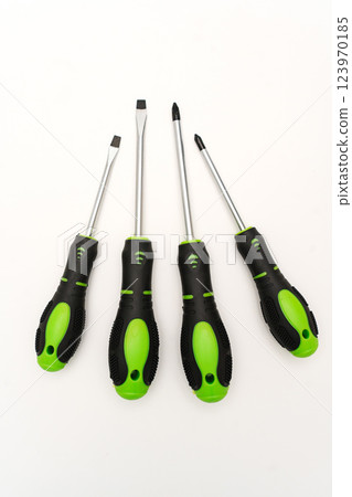 Screwdriver set 10 pieces on a white background. Screwdriver set 10 pieces on a white background. 123970185