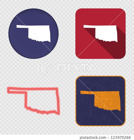 Oklahoma State Map Icons Collection 123970266