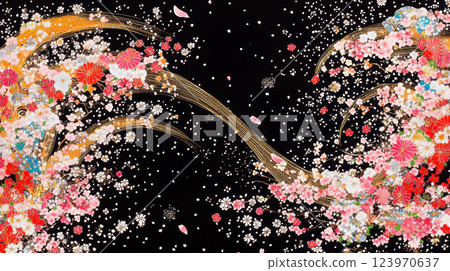 Gorgeous floral Japanese style background 123970637