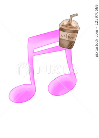 Musical note with coffee drink 123970669