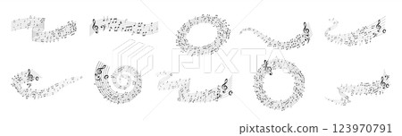 Collection of Musical Notes in Dynamic Wave Patterns 123970791