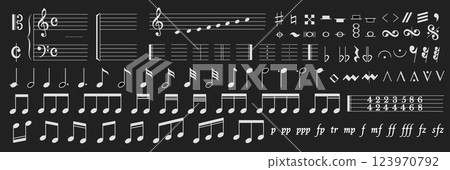 Comprehensive Collection of Musical Notation Elements 123970792