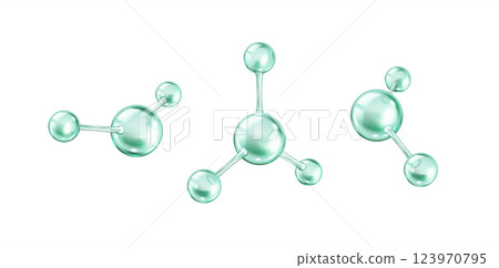 Rotating green collagen molecules realistic color icons set 123970795