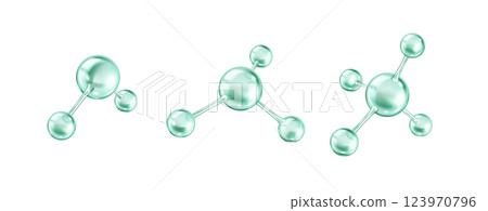 Collagen molecules form chemical bonds realistic icons set 123970796