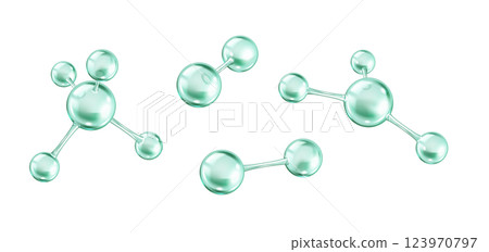 Rotating green collagen molecules realistic color icons 123970797