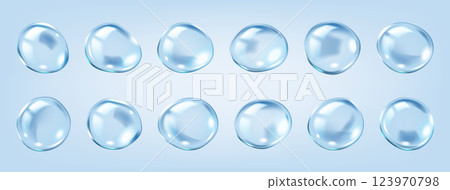 Transparent molecular bubbles realistic color icons set 123970798