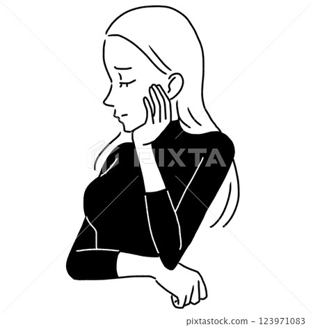 一個擔心的女人 123971083