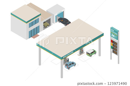 等軸圖： 加油站 123971490