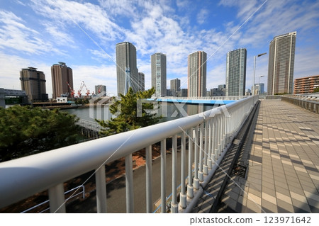 Shinonome tower apartment and Tatsumi Sakurabashi Bridge (Koto Ward, Tokyo) Shinonome tower apartment and Tatsumi Sakurabashi Bridge (Koto Ward, Tokyo) 123971642