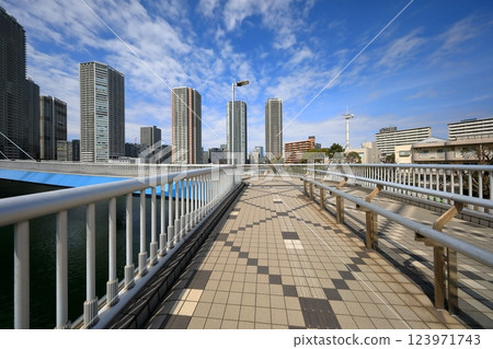 Shinonome tower apartment and Tatsumi Sakurabashi Bridge (Koto Ward, Tokyo) Shinonome tower apartment and Tatsumi Sakurabashi Bridge (Koto Ward, Tokyo) 123971743