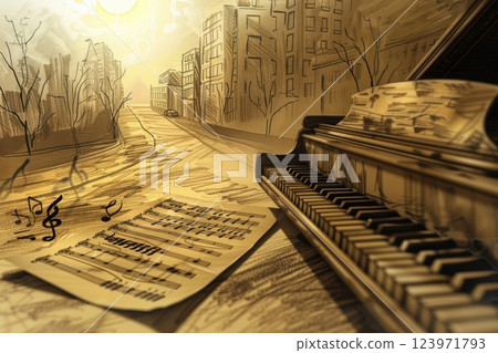 An Enchanting Melodic Journey Through a Beautiful Artistic Landscape Filled with Inspiration 123971793