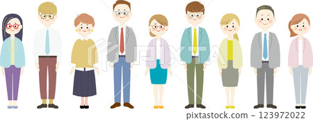 Illustration of a working business person, full body 123972022