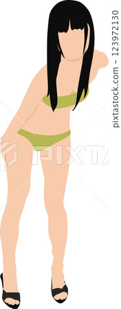身穿泳衣的女子擺姿勢的插圖 123972130
