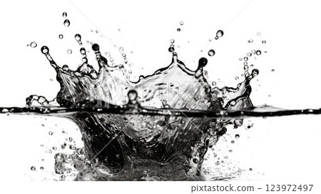 High Speed Black and White Water Splash Photography 123972497