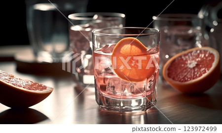 Elegant cold Infused Water in Glass. Elegant cold Infused Water in Glass. 123972499
