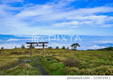 [八伏神社鳥居] 從八伏山眺望北阿爾卑斯山 [長野縣] 123972911