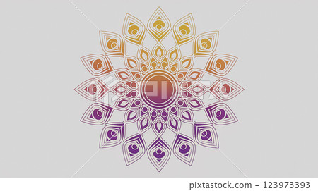 A circle-shaped mandala on the background of creation and change.A flower-shaped mandala. Gentle coffee pattern board. Gradual layered background of round shape mandala. 123973393