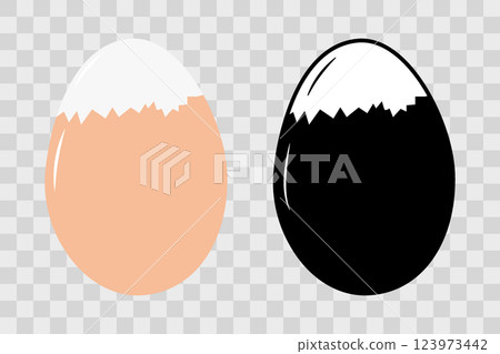 Beige Outline Partially peeled boiled egg in shell. Colorful Black and White Minimalistic Icon Set 2 Beige Outline Partially peeled boiled egg in shell. Colorful Black and White Minimalistic Icon Set 2 123973442