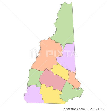 colorful New Hampshire map with counties 123974142