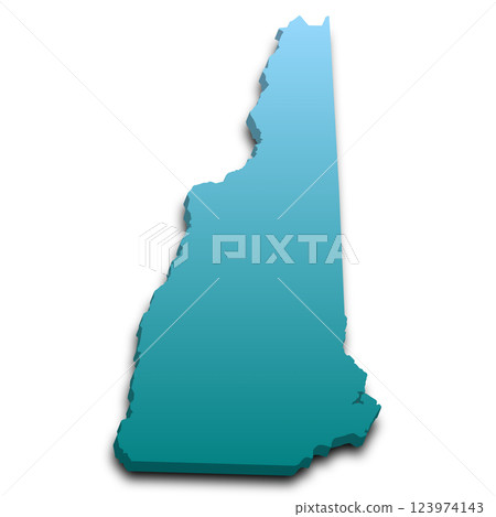 3d New Hampshire map state with color. United State of America, US, United State 123974143