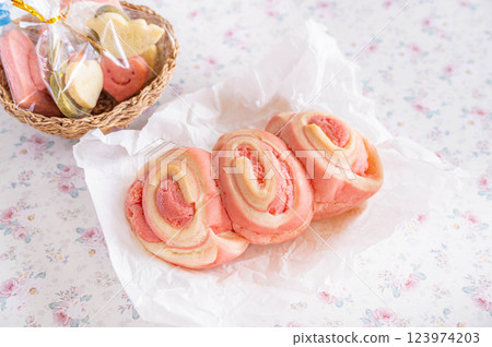 Spring colored strawberry bread Spring colored strawberry bread 123974203