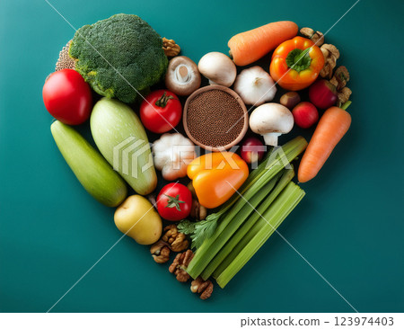 各種蔬菜排列成心形 123974403