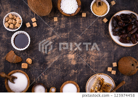 Various sugar replacement, healthy sweetener concept 123974458