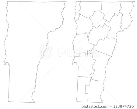 Vermont administrative map, Vermont outline and counties state map set - illustration version 123974720