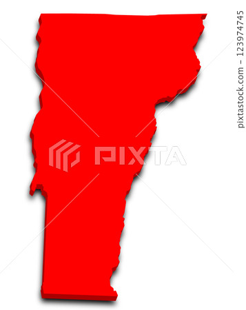 3d Vermont map state with color. United State of America, US, United State 3d Vermont map state with color. United State of America, US, United State 123974745