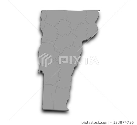 3d Vermont map state with color. United State of America, US, United State 123974756