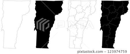 Vermont administrative map, Vermont outline and counties state map set - illustration version 123974759