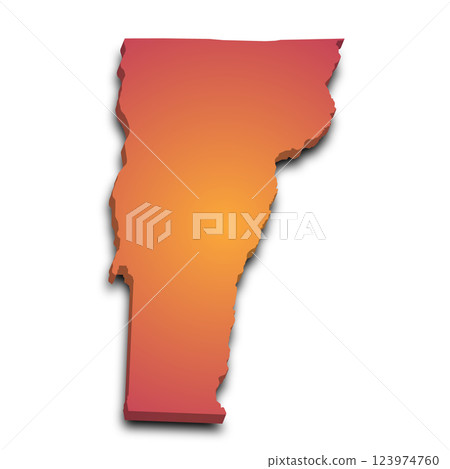 3d Vermont map state with color. United State of America, US, United State 3d Vermont map state with color. United State of America, US, United State 123974760