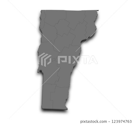 3d Vermont map state with color. United State of America, US, United State 123974763