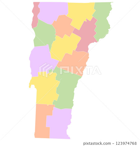 colorful Vermont map with his counties 123974768
