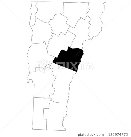 Map of orange County in Vermont state on white background. single County map highlighted by black colour on Vermont map. UNITED STATES, US Map of orange County in Vermont state on white background. single County map highlighted by black colour on Vermont map. UNITED STATES, US 123974773
