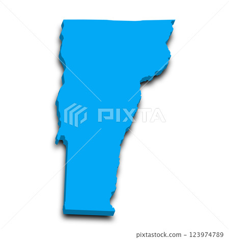3d Vermont map state with color. United State of America, US, United State 123974789