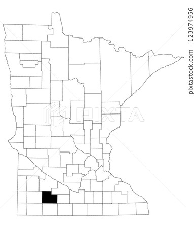 Map of cotton County in Minnesota state on white background. single County map highlighted by black colour on Minnesota map. UNITED STATES, US 123974956