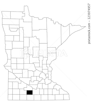 Map of watonwan County in Minnesota state on white background. single County map highlighted by black colour on Minnesota map. UNITED STATES, US 123974957