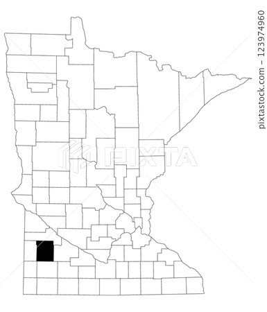 Map of Lyon County in Minnesota state on white background. single County map highlighted by black colour on Minnesota map. UNITED STATES, US 123974960