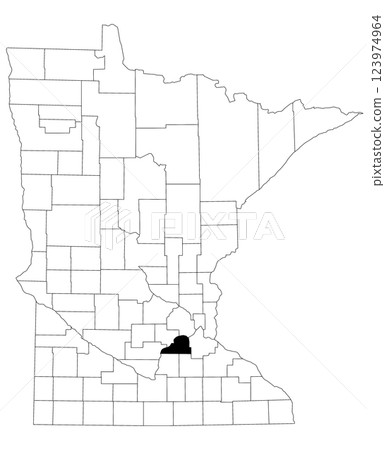Map of Scott County in Minnesota state on white background. single County map highlighted by black colour on Minnesota map. UNITED STATES, US 123974964