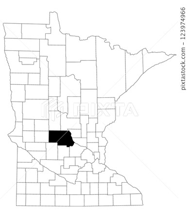Map of Stearns County in Minnesota state on white background. single County map highlighted by black colour on Minnesota map. UNITED STATES, US 123974966