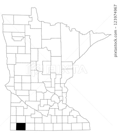 Map of nobles County in Minnesota state on white background. single County map highlighted by black colour on Minnesota map. UNITED STATES, US Map of nobles County in Minnesota state on white background. single County map highlighted by black colour on Minnesota map. UNITED STATES, US 123974967