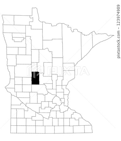 Map of Todd County in Minnesota state on white background. single County map highlighted by black colour on Minnesota map. UNITED STATES, US 123974989
