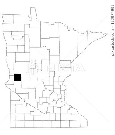 Map of grant County in Minnesota state on white background. single County map highlighted by black colour on Minnesota map. UNITED STATES, US 123974992