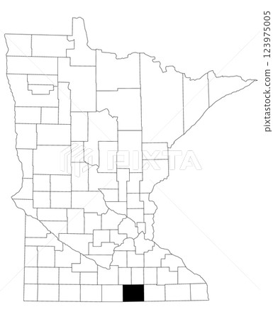 Map of freeborne County in Minnesota state on white background. single County map highlighted by black colour on Minnesota map. UNITED STATES, US 123975005