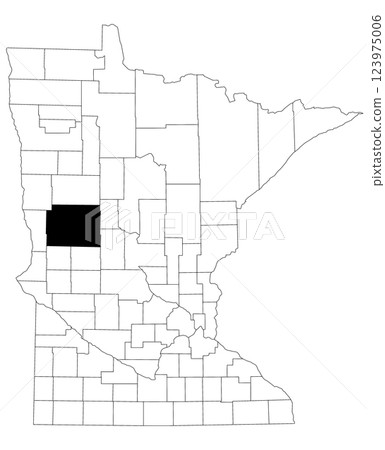 Map of otter tail County in Minnesota state on white background. single County map highlighted by black colour on Minnesota map. UNITED STATES, US 123975006
