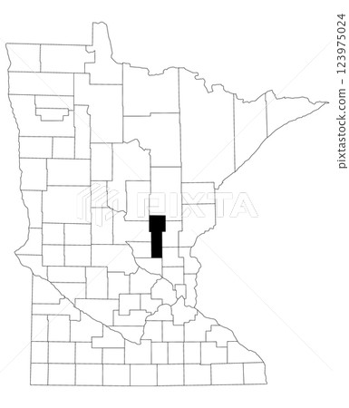 Map of mille lacs County in Minnesota state on white background. single County map highlighted by black colour on Minnesota map. UNITED STATES, US Map of mille lacs County in Minnesota state on white background. single County map highlighted by black colour on Minnesota map. UNITED STATES, US 123975024