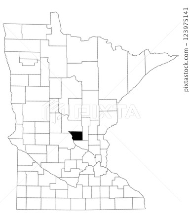 Map of Benton County in Minnesota state on white background. single County map highlighted by black colour on Minnesota map. UNITED STATES, US 123975141